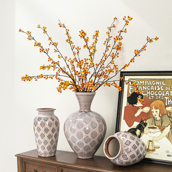 Porcelain Flower Vases, Flower Vases on Table, Contemporary Vases for Modern Home Decor, Ceramic Bouquet Vases, Dining Table Centerpiece-Art Painting Canvas