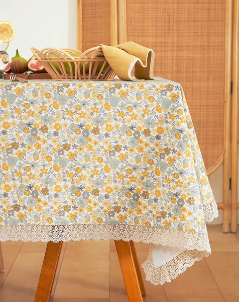 Dining Room Flower Table Cloths, Cotton Rectangular Table Covers for Kitchen, Farmhouse Table Cloth, Wedding Tablecloth, Square Tablecloth for Round Table-Art Painting Canvas
