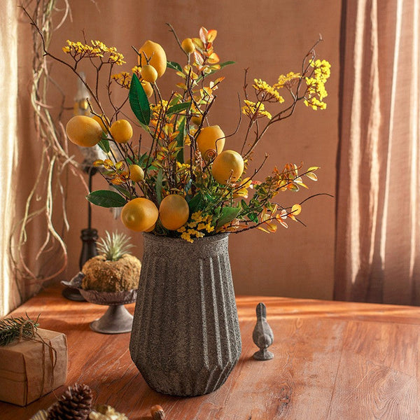 Lemon Branch, Fragrans stems, Fern leaf, Creative Flower Arrangement Ideas for Home Decoration, Unique Artificial Flowers, Simple Artificial Floral for Dining Room Table-Art Painting Canvas