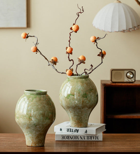 Flower Vases on Table, Centerpiece Ceramic Bud Vases, Porcelain Flower Vases, Handmade Water Holding Flower Vase-Art Painting Canvas