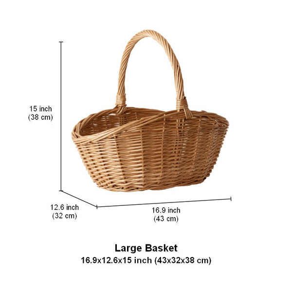 Natural Hand-woven Wicker Storage Basket, Large Picnic Food Basket with Handle, Lovely Willow Weaving Baskets for Vegetable, Natural Fruit Basket, Kitchen Storage Baskets-Art Painting Canvas