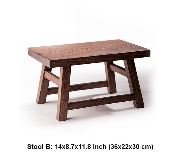 Shoe-changing Stool, Solid Wood low Stool, Wenge Wood Stool, Children's Wooden Stool, Sofa Stool, Dining Table Stool-Art Painting Canvas