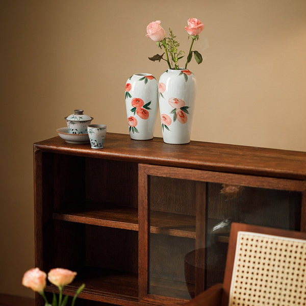 Porcelain Flower Vases, Handmade Water Holding Flower Vases, Modern Flower Vase Centerpiece on Table, Ceramic Bouquet Vases-Art Painting Canvas