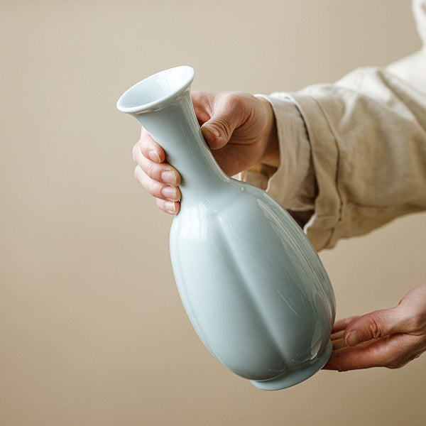 Small Flower Vases on Table, Rustic Porcelain Flower Vases, Ceramic Bud Vases, Handmade Water Holding Flower Vase-Art Painting Canvas