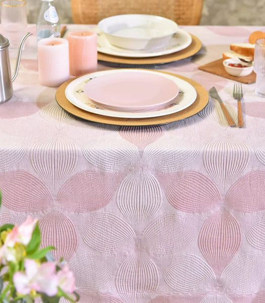 Simple Contemporary Pink Cotton Tablecloth, Square Tablecloth for Round Table,Large Rectangle Table Covers for Dining Room Table, Modern Table Cloths for Kitchen-Art Painting Canvas