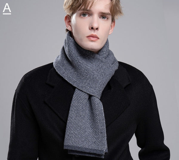Thick Wool Scarf, Business Wool Scarf for Gentleman, Men's Winter Scarf, Formal Men Scarf Styles, Black Gray Fashion Scarf, Red Casual Scarf Men, Men's Wool Scarf Winter-Art Painting Canvas
