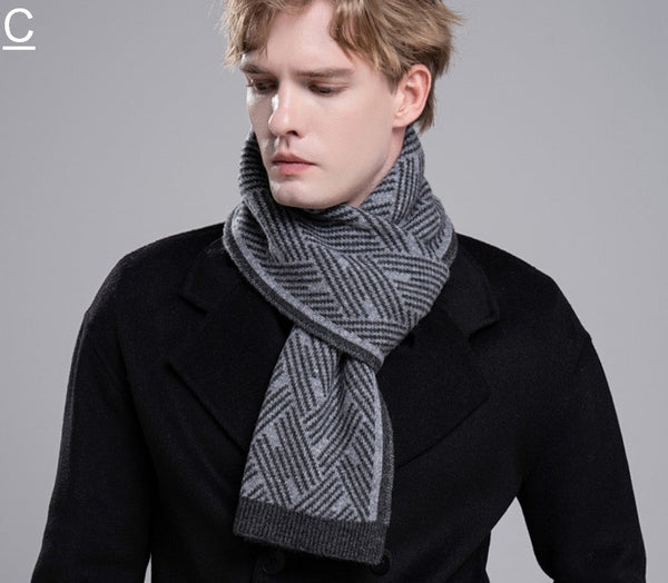 Gray Wool Scarf for Gentleman, Red Thick Wool Scarf, Business Formal Men Scarf Styles, Men's Winter Scarf, Casual Scarf Men, Men's Wool Scarf Winter, Fashion Scarf-Art Painting Canvas
