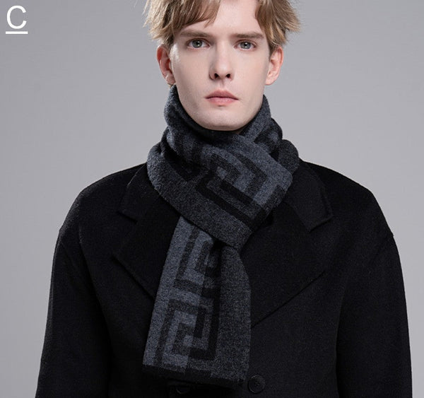 Gray Thick Wool Scarf, Black Business Formal Men Scarf Styles, Wool Scarf for Gentleman, Men's Winter Scarf, Casual Scarf Men, Men's Wool Scarf Winter, Red Fashion Scarf-Art Painting Canvas