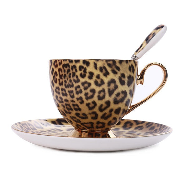 Unique Ceramic Coffee Cup and Saucer, Creative Ceramic Coffee Cups, Beautiful British Tea Cups, Creative Porcelain Tea Cup Set-Art Painting Canvas