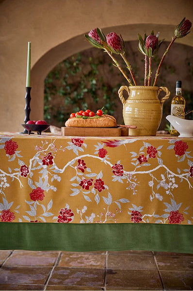 Farmhouse Table Cloth, Dining Room Flower Table Cloths, Large Square Tablecloth for Round Table, Extra Large Rectangular Table Covers for Kitchen-Art Painting Canvas