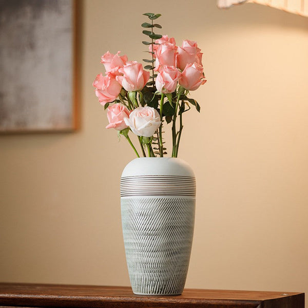 Pottery Flower Vases Urn, Modern Bouquet Flower Vases, Centerpiece on Dining Table, Large Flower Vase on Table, Handmade Water Holding Flower Vases-Art Painting Canvas