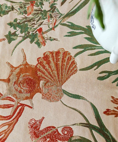 Modern Rectangle Tablecloth for Dining Room Table, Sea Shell Pattern Tablecloth, Square Tablecloth, Farmhouse Table Cloth, Wedding Tablecloth-Art Painting Canvas