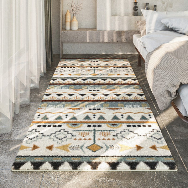 Simple Geometric Runner Rugs for Hallway, Contemporary Runner Rugs Next to Bed, Modern Runner Rugs for Entryway, Modern Rugs for Dining Room-Art Painting Canvas