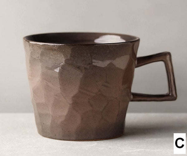 Large Capacity Coffee Cups, Modern Handmade Pottery Coffee Cup, Large Unique Tea Cup, Creative Brown White Black Blue Ceramic Coffee Mugs-Art Painting Canvas