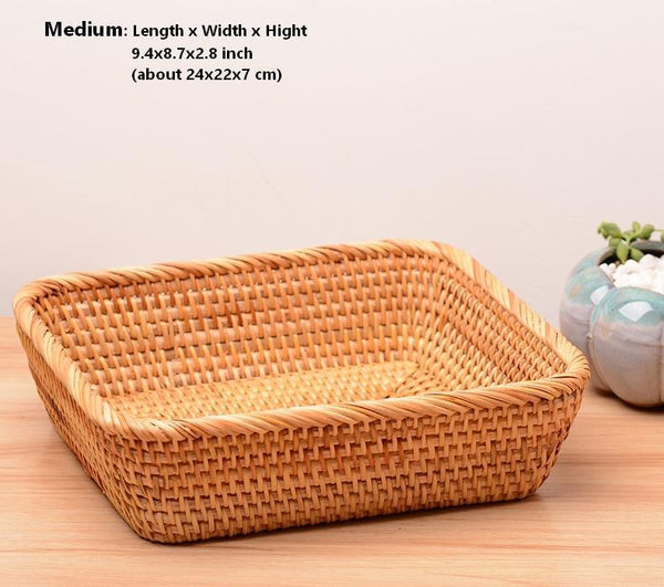 Rectangular Storage Baskets for Pantry, Small Rattan Kitchen Storage Basket, Storage Baskets for Shelves, Woven Storage Baksets-Art Painting Canvas