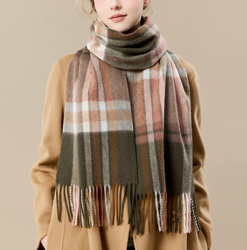 Warm Winter Scarf, Cold Weather Scarf, Soft Cashmere Scarf for Women, Checked Scarf Winter Wool Scarf, Elegant Wool Scarves, Holiday Scarf, Fashion Scarf, Christmas Gifts for Her-Art Painting Canvas