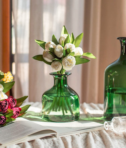 Spring Artificial Floral for Dining Room Table, White Tulip Flowers, Bedroom Flower Arrangement Ideas, Simple Modern Floral Arrangement Ideas for Home Decoration-Art Painting Canvas