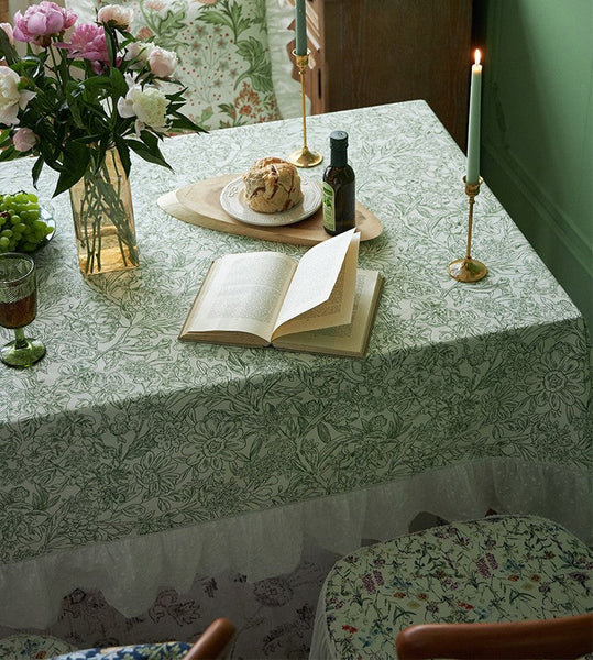 Natural Spring Farmhouse Table Cloth, Extra Large Rectangle Tablecloth for Dining Room Table, Flower Pattern Cotton Tablecloth, Square Tablecloth for Round Table-Art Painting Canvas