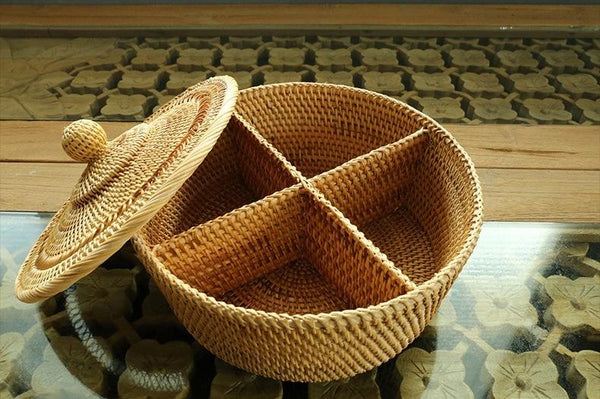 Indonesia Woven Storage Basket, Small Food and Snacks Basket, Kitchen Storage Basket, Storage Basket for Dining Room-Art Painting Canvas