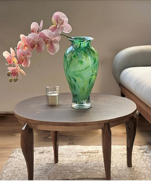 Large Green Glass Flower Vases, Modern Glass Flower Vases, Water Holding Flower Vases, Handmade Flower Vases on Table-Art Painting Canvas