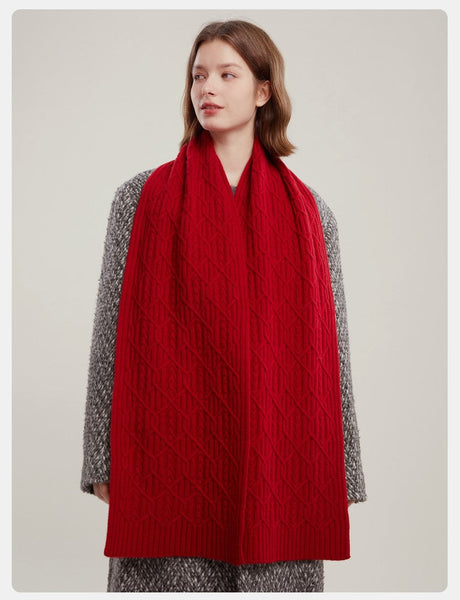 Cold Weather Scarf, Casual Scarf for Women, Fashion Designer Scarf, Red Winter Scarf, Modern Wool Scarf for Women, Soft Cashmere Scarf for Women-Art Painting Canvas