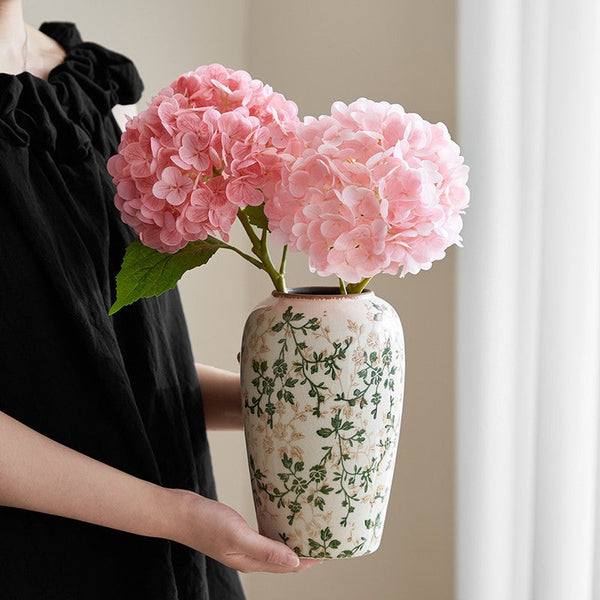 Porcelain Flower Vases, Rustic Flower Vases on Table, Dining Table Centerpiece, Ceramic Bouquet Vases, Handmade Water Holding Flower Vase-Art Painting Canvas