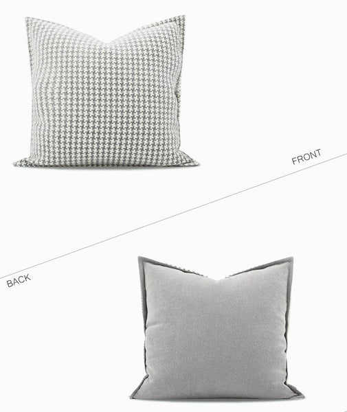 Gray Chequer Modern Sofa Pillows, Large Decorative Throw Pillows, Contemporary Square Modern Throw Pillows for Couch, Abstract Throw Pillow for Interior Design-Art Painting Canvas