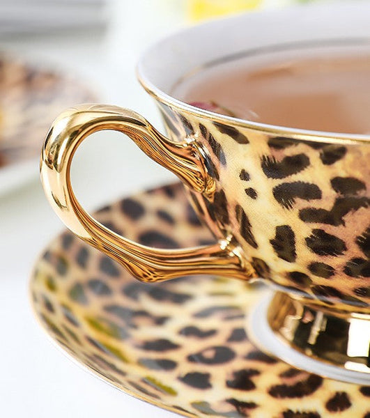 Modern Ceramic Cups, 7.8 oz Porcelain Tea Cup Saucer Set, Elegant Ceramic Coffee Cups, Unique Tea Cup and Saucer in Gift Box-Art Painting Canvas
