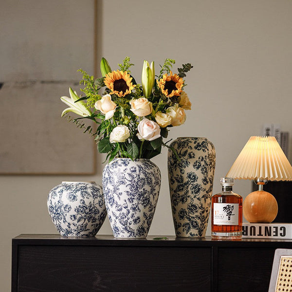 Porcelain Flower Vases, Modern Ceramic Bouquet Vases, Centerpiece on Dining Table, Flower Vase on Table, Handmade Water Holding Flower Vases-Art Painting Canvas