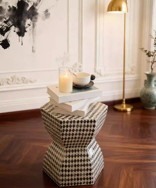 Modern Side Table, Bedside Small Side Table, Contemporary Bedside Table, Small End Table, Shell Small Sofa Side Table, Portable Casual Side Table, Creative Coffee Table, Contemporary Side Table-Art Painting Canvas
