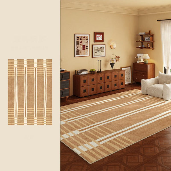 Geometric Modern Rugs for Dining Room, Large Modern Rugs for Living Room, Bedroom Modern Rugs, Cream Color Contemporary Modern Rugs-Art Painting Canvas