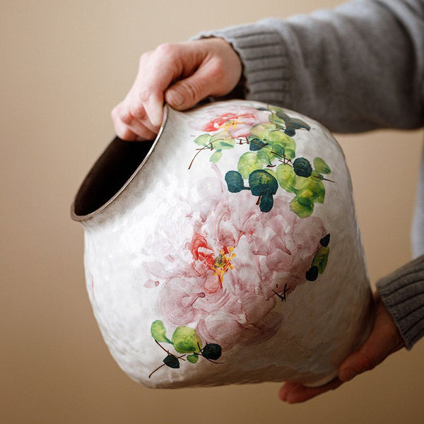 Flower Vases on Table, Handmade Water Holding Flower Vases, Centerpiece on Dining Table, Modern Porcelain Flower Vases, Ceramic Bouquet Vases-Art Painting Canvas