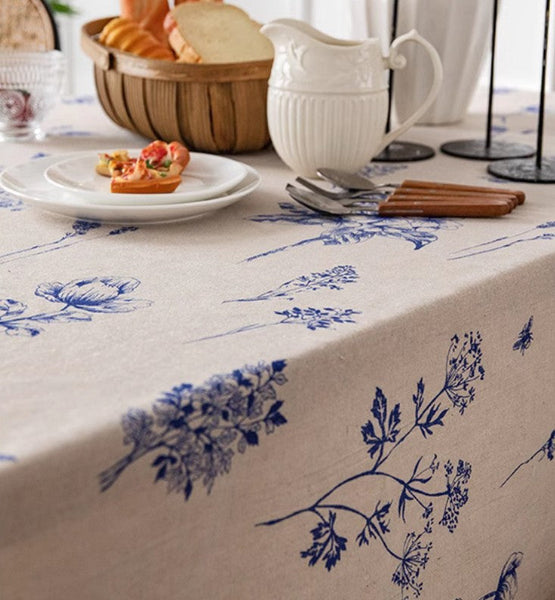 Dining Room Flower Table Cloths, Large Rectangular Table Covers for Kitchen, Farmhouse Table Cloth, Wedding Tablecloth, Square Tablecloth for Oval Table-Art Painting Canvas