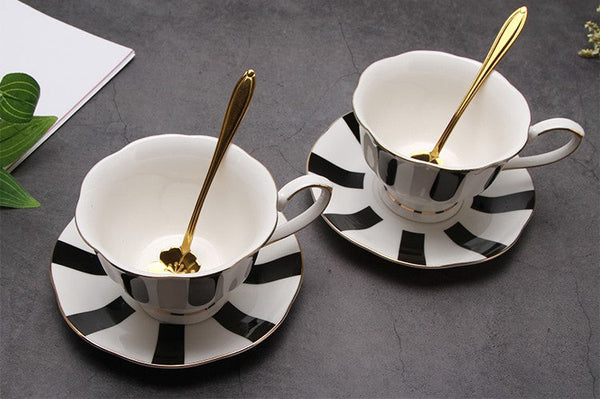 Elegant Ceramic Coffee Cups, Beautiful British Tea Cups, Unique Porcelain Cup and Saucer, Creative Porcelain Tea Cup Set-Art Painting Canvas