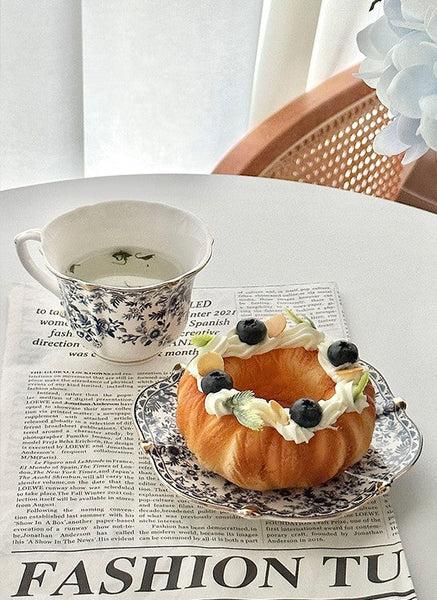 French Style China Porcelain Tea Cup Saucer Set, 7.8 oz Tea Cup and Saucers, Royal Ceramic Cups, Elegant Vintage Ceramic Coffee Cups for Traditional Afternoon Tea-Art Painting Canvas