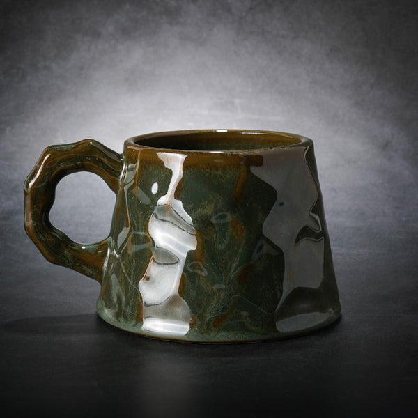White Ceramic Coffee Mug, Large Capacity Coffee Cups, Large Tea Cup, Large Handmade Pottery Coffee Cup, Black Coffee Cup-Art Painting Canvas