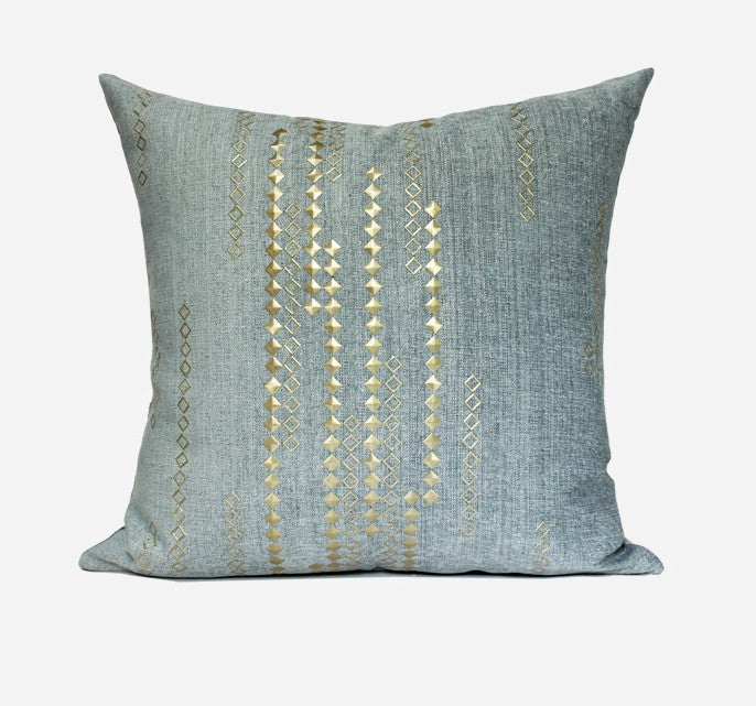 Grey Blue Decorative Throw Pillow for Couch, Large Square Pillows, Modern Sofa Pillows, Simple Modern Throw Pillows for Couch-Art Painting Canvas