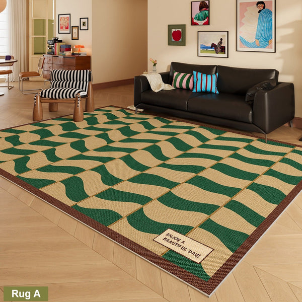 Modern Living Room Rug Ideas, Mid Century Modern Rugs, Colorful Modern Rugs for Dining Room, Geometric Contemporary Area Rugs-Art Painting Canvas