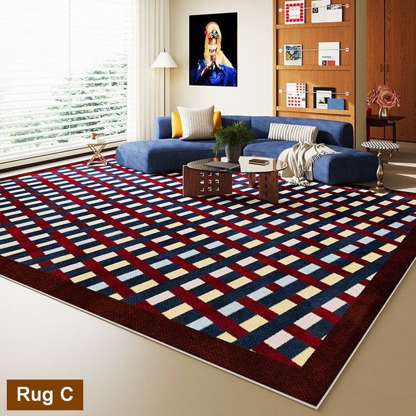 Geometric Modern Rugs for Dining Room, Mid Century Modern Rugs, Colorful Modern Rugs for Living Room, Contemporary Abstract Rugs under Coffee Table-Art Painting Canvas