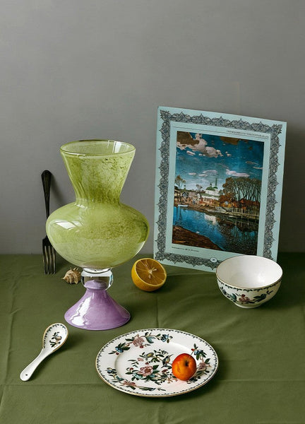 Centerpiece Contemporary Vases on Table, Modern Glass Vase for Flowers, Mid Century Glass Vases, Handmade Modern Vases for Living Room, Unique Decorative Glass Vase-Art Painting Canvas