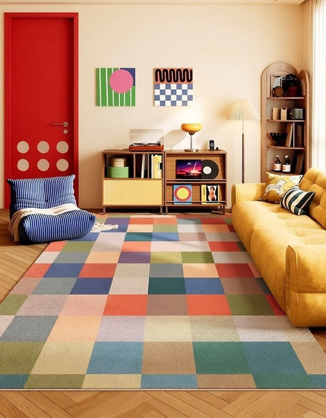 Colorful Abstract Modern Rugs, Contemporary Area Rugs, Modern Living Room Rug Ideas, Geometric Carpets for Bedroom, Simple Modern Floor Rugs
