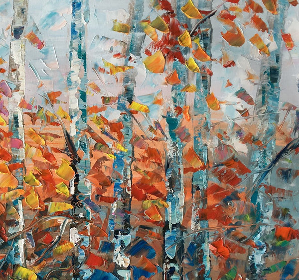 Birch Tree Wall Art, Custom Artwork, Art on Canvas, Living Room Wall Art, Ready to Hang-Art Painting Canvas