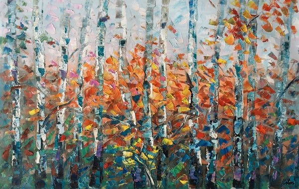 Birch Tree Wall Art, Custom Artwork, Art on Canvas, Living Room Wall Art, Ready to Hang-Art Painting Canvas