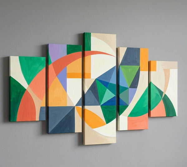 Modern Abstract Paintings, Geometric Acrylic Art for Living Room, Contemporary Canvas Paintings-Art Painting Canvas