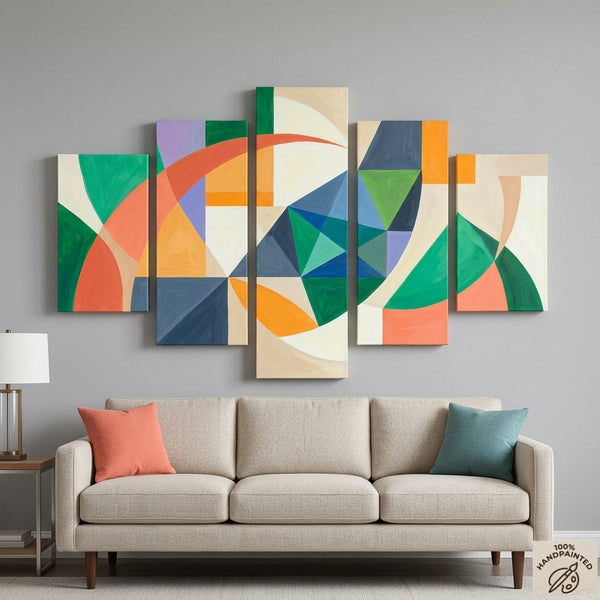 Modern Abstract Paintings, Geometric Acrylic Art for Living Room, Contemporary Canvas Paintings-Art Painting Canvas