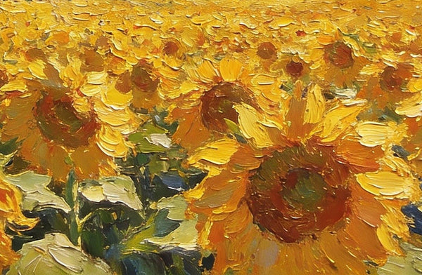Heavy Texture Paintings, Sunflower Fields of Provence, Hand Painted Canvas Art, Original Small Landscape Paintings, Small Oil Paintings on Canvas, Small Paintings on Canvas, Palette Knife Artwork-Art Painting Canvas