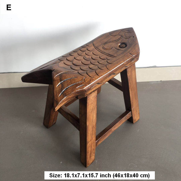 Handmade Solid Wood low Stool, Creative Shoe-changing Stool, Vintage Old Elm Wood Stool, Children's Wooden Stool, Sofa Stool, Dining Table Stool-Art Painting Canvas