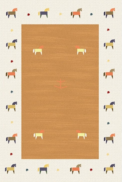 Cartoon Modern Rugs for Bedroom, Lovely Horse Area Rugs for Children Room, Geometric Modern Rugs, Modern Rugs for Living Room-Art Painting Canvas