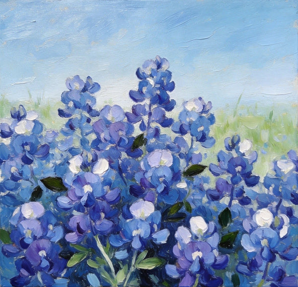 Small Canvas Wall Art, Blue Plumbago in Full Bloom, Still Life Painting, Hand Painted Canvas Art, Original Flower Paintings, Buy Small Paintings Online-Art Painting Canvas