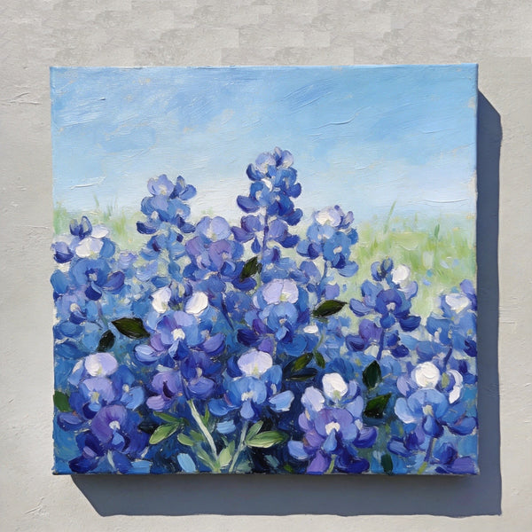Small Canvas Wall Art, Blue Plumbago in Full Bloom, Still Life Painting, Hand Painted Canvas Art, Original Flower Paintings, Buy Small Paintings Online-Art Painting Canvas